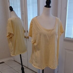 $4 Add-on Yellow Cotton Tee With Pocket - Size 3X